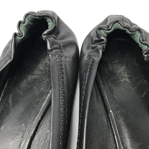 Tory Burch Reva Black Ballet Flats Gold Emblem 8 - Picture 3 of 6